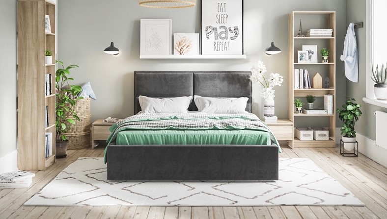 Кровать MILA 160 велюр Monolit сталь