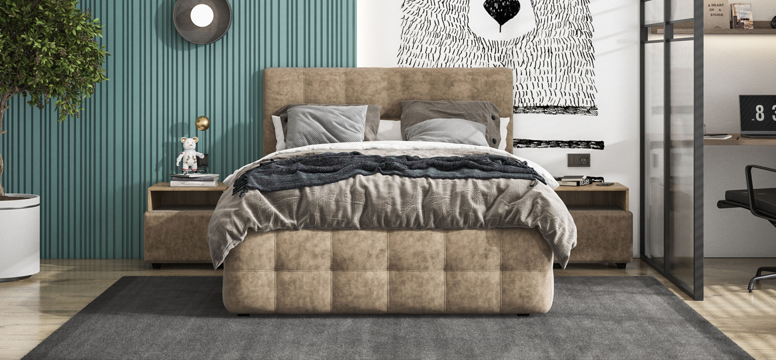 Кровать Босс 140*200 Про Велюр Royal тауп NEW