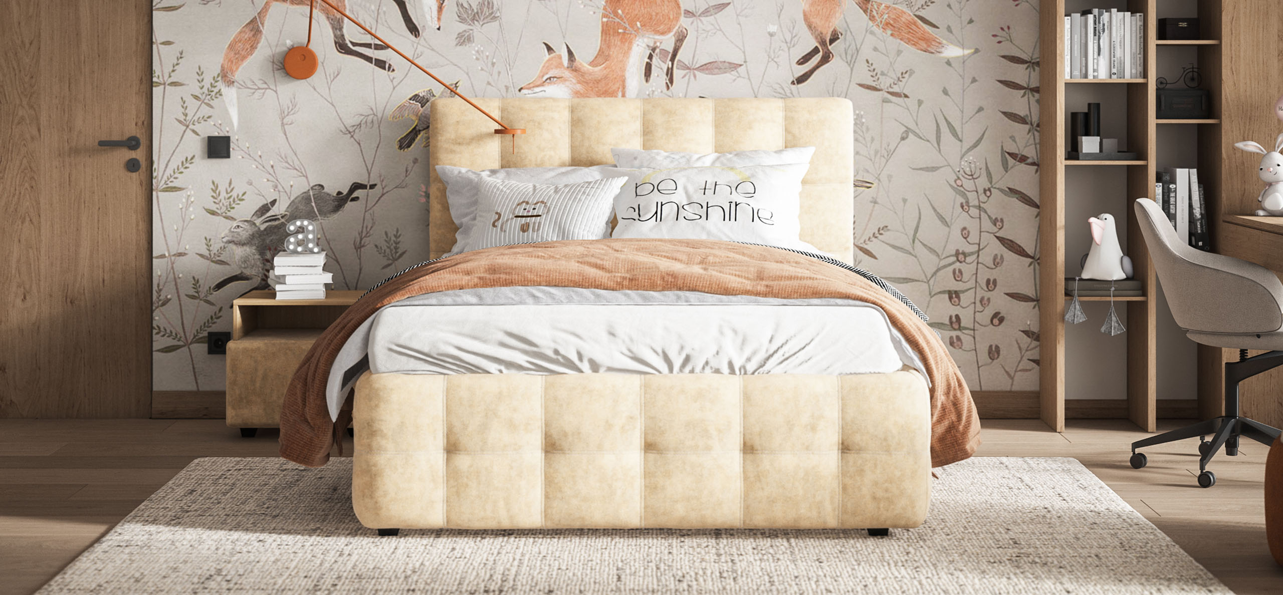 Кровать Босс 140*200 Про Велюр Royal шампань NEW