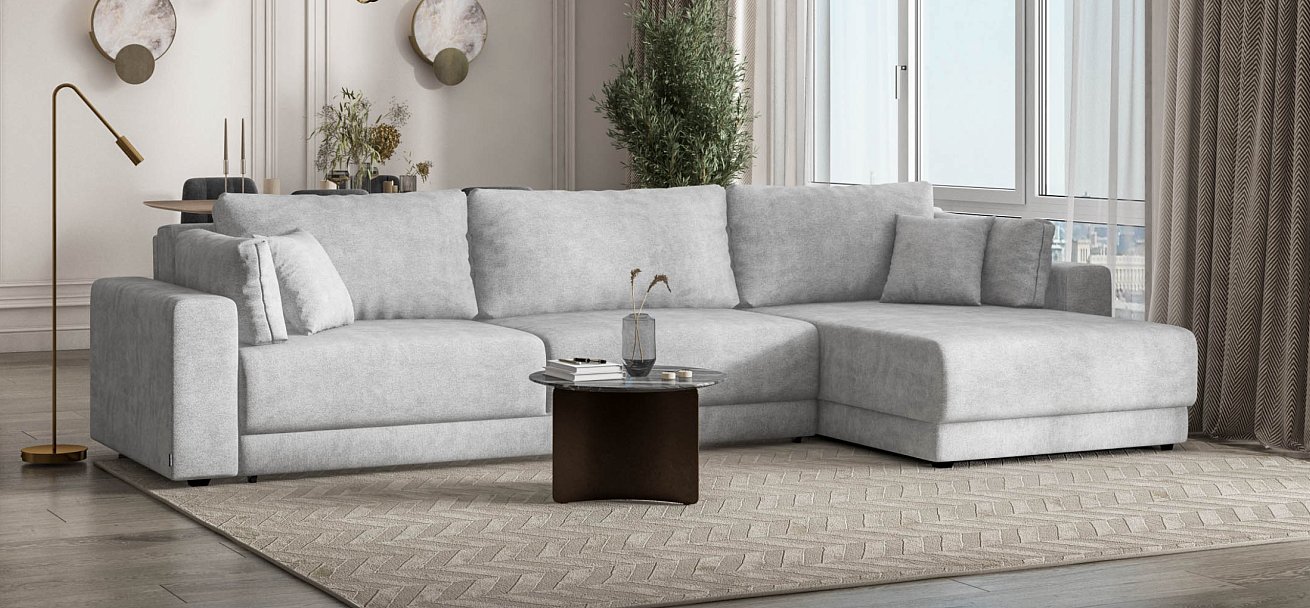 Угловой диван Босс Прайм Макс Шенилл CLOUD грей