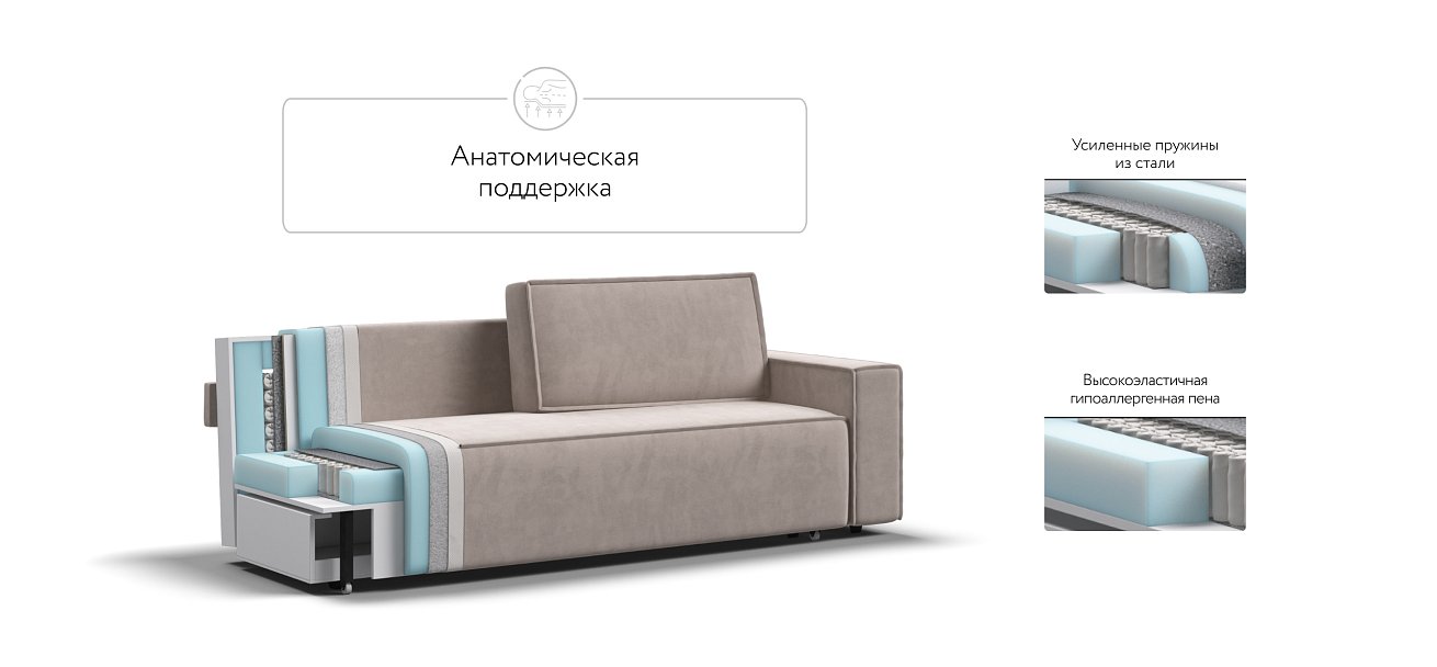 Диван Норд Велюр Monolit латте