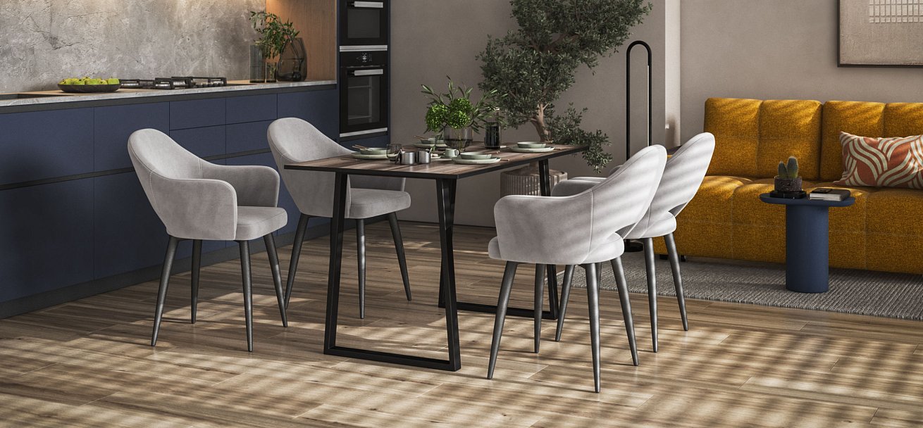 Стул ОРИЕНТ Velutto серый, черный