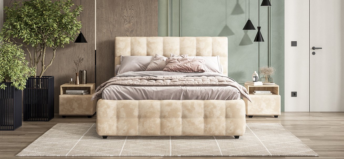 Кровать Босс 160*200 Про велюр Alkantara пепел