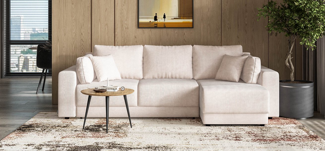 Угловой диван Босс Прайм ХЛ Вельвет CORD бежевый