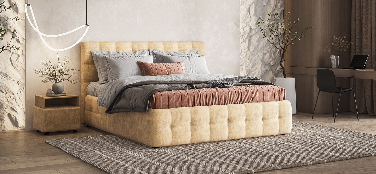 Кровать Босс 180*200 Про Велюр Royal шампань NEW