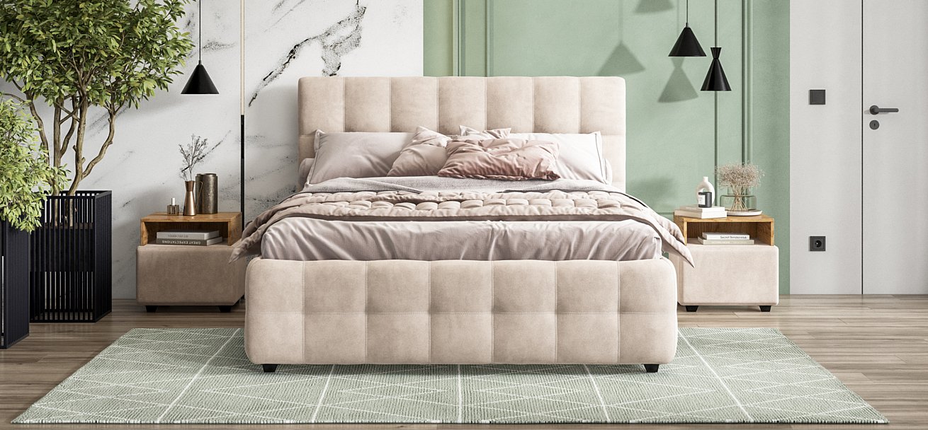 Кровать Босс 160*200 Про велюр Monolit латте