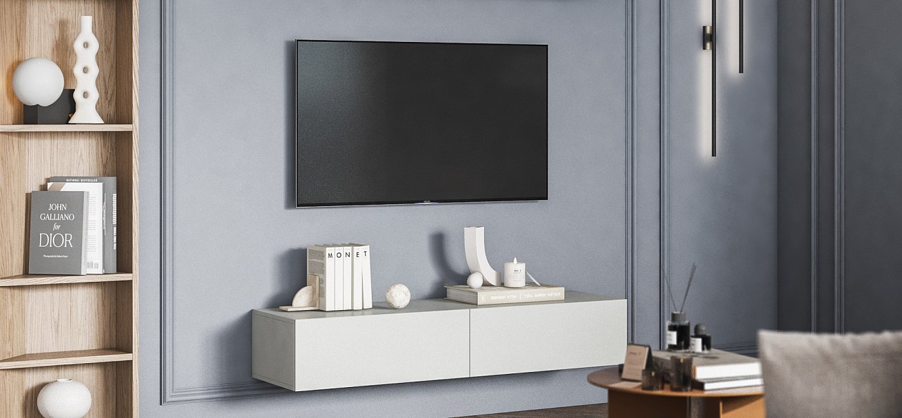 ТВ Тумба BOSS STANDART 140 Шиншилла серая