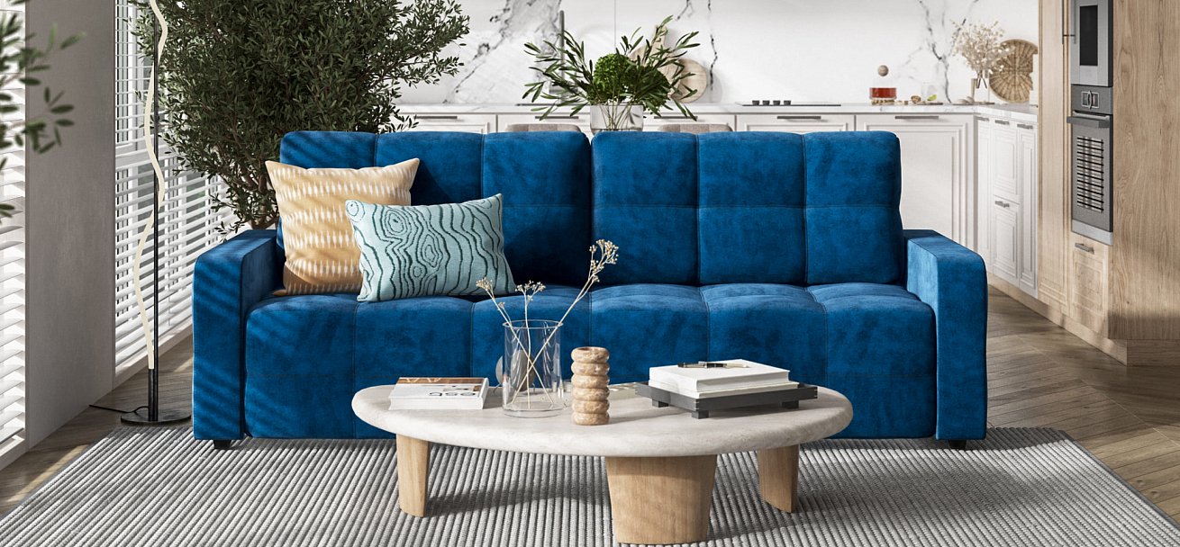 Диван Денди велюр Monolit синий