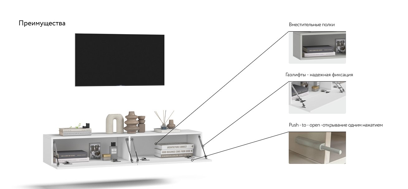 ТВ Тумба BOSS STANDART 140 Белая