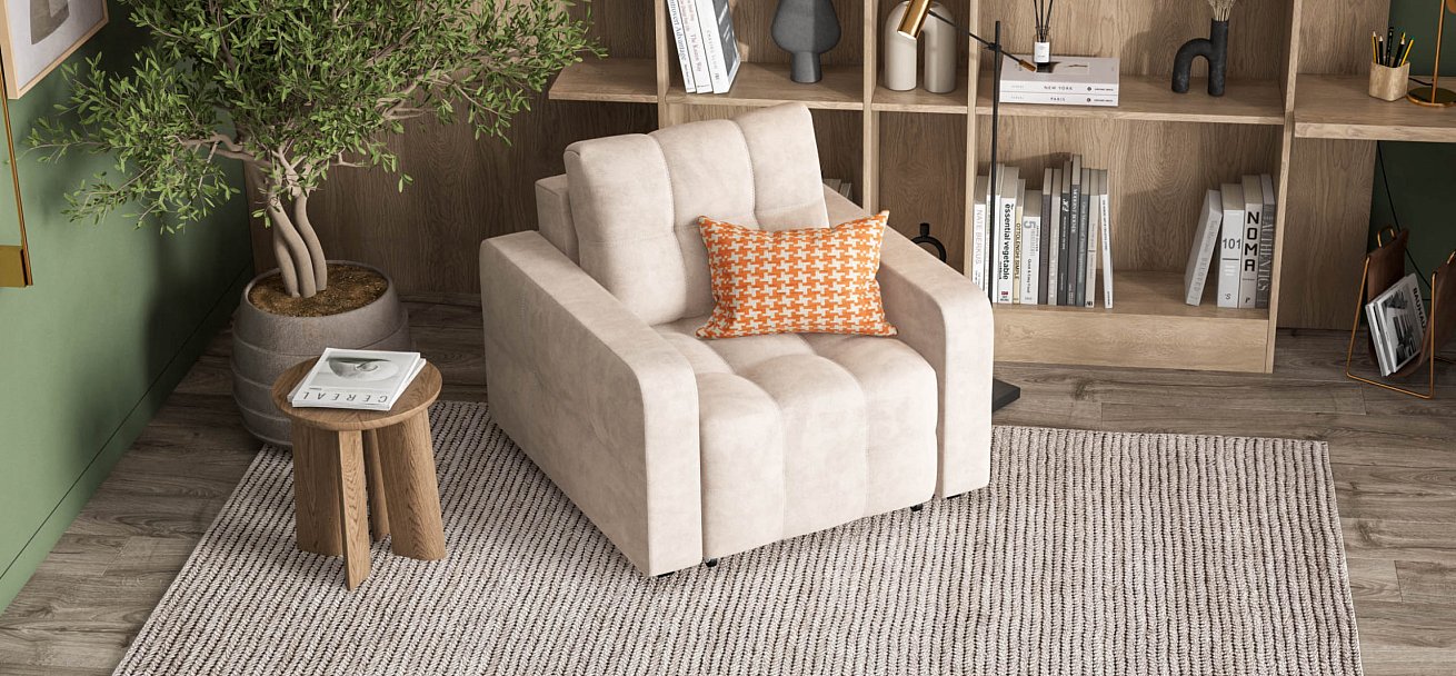 Кресло-кровать Dandy велюр Monolit латте