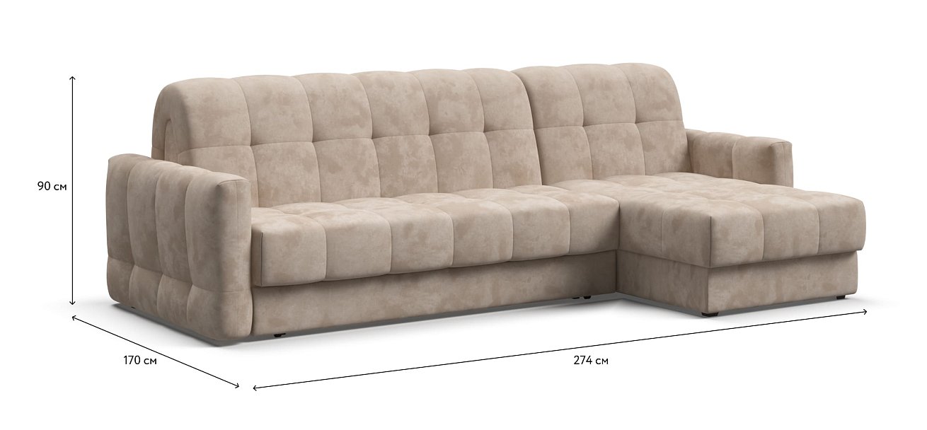 Угловой диван BOSS Sleep 160 Велюр Alkantara пепел