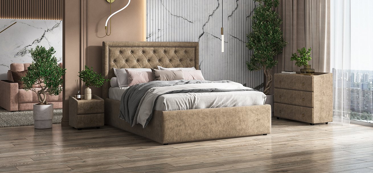 Тумба BOSS CLASSIC Велюр Royal шампань NEW, Орех Парона