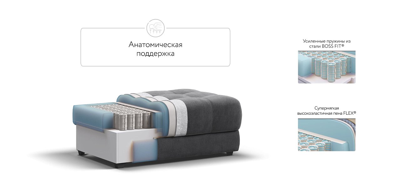 Пуф BOSS XL велюр Monolit серый