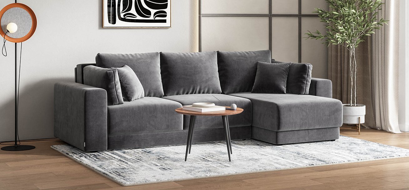 Угловой диван Босс Прайм ХЛ Вельвет CORD графит