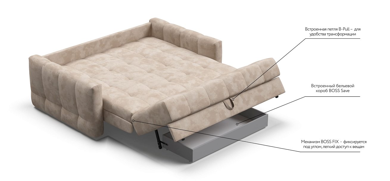 Диван BOSS Sleep 160 велюр Alkantara пепел