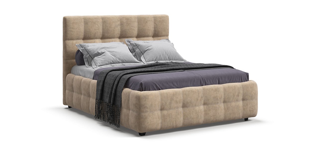 Босс Кровать+ПМ 140*200 Велюр Роял шампань