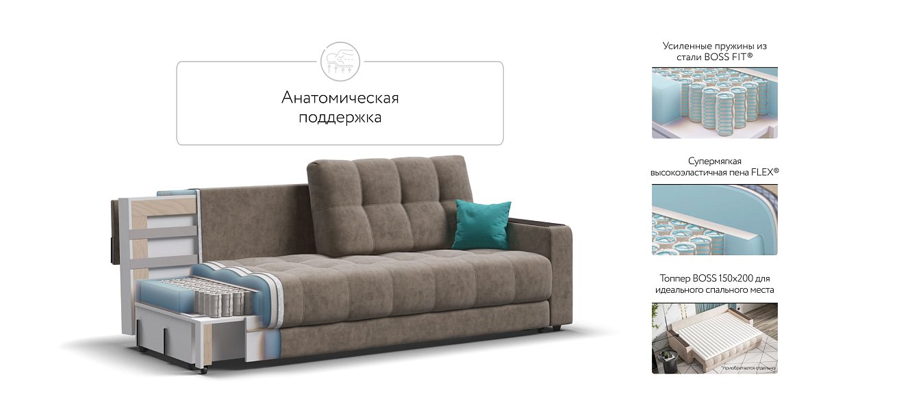 Диван BOSS 2.0 Велюр Royal тауп NEW