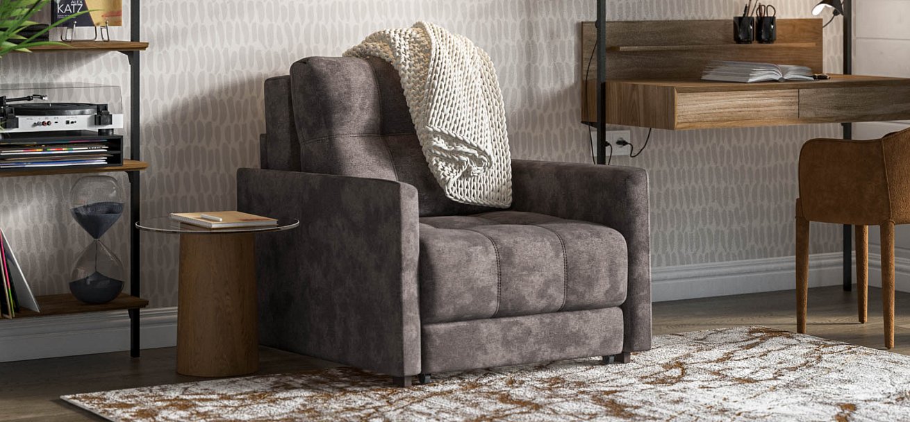 Кресло-кровать BOSS LOFT велюр Alkantara серый