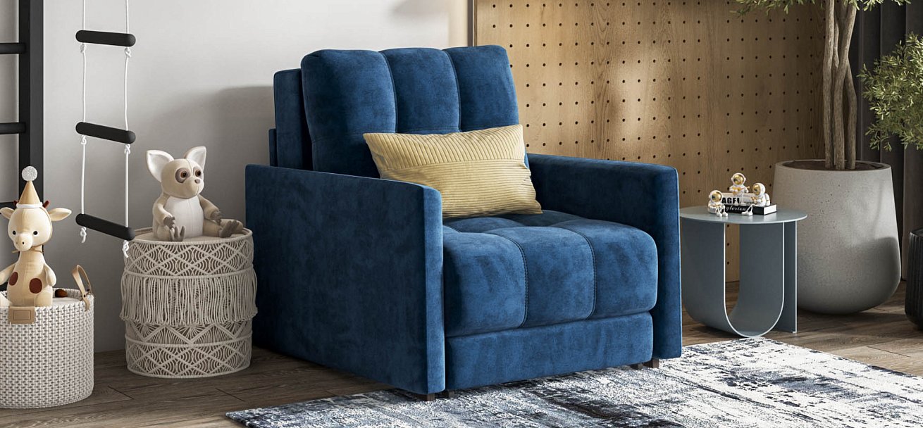 Кресло-кровать BOSS LOFT велюр Monolit синий