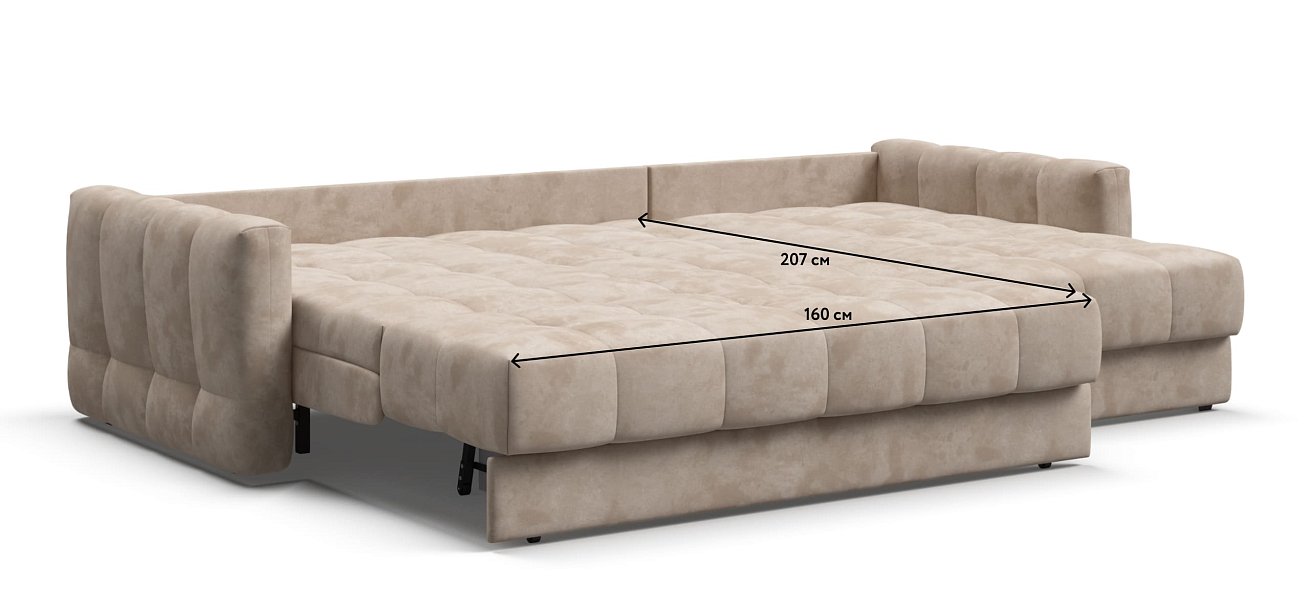 Угловой диван BOSS Sleep 160 Велюр Alkantara пепел