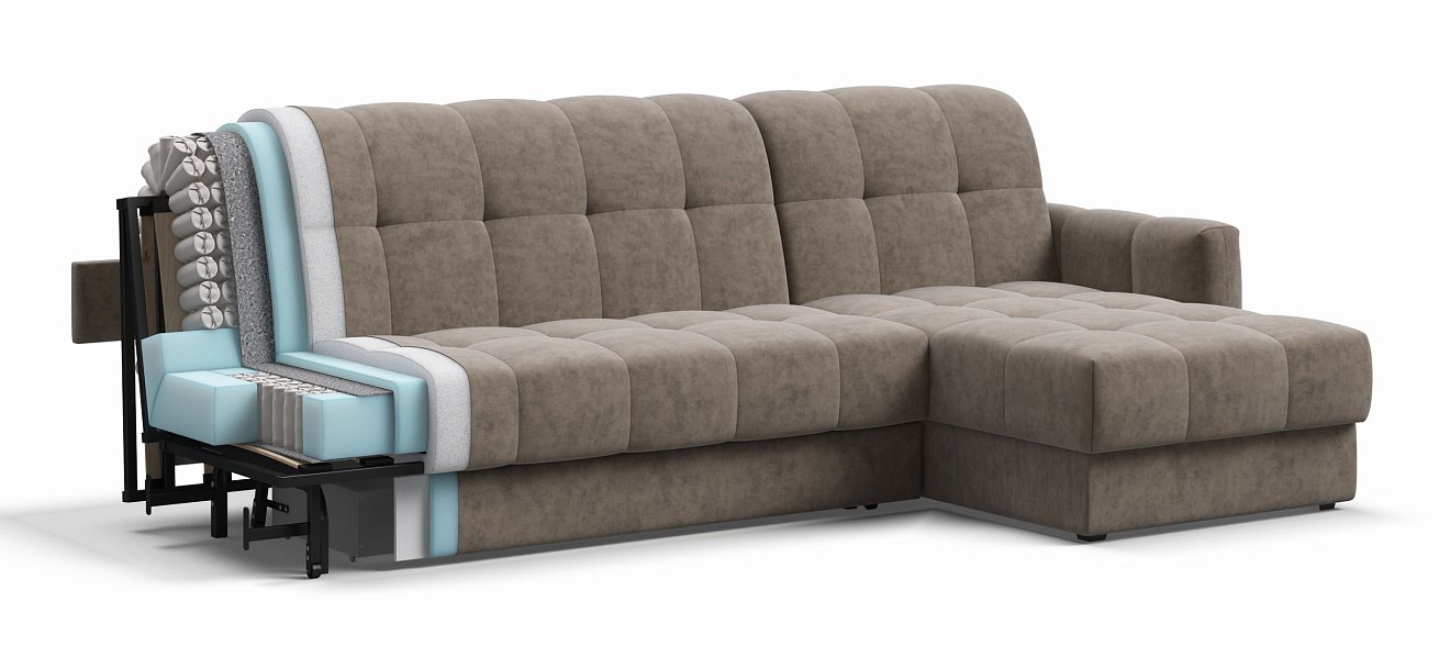 Угловой диван BOSS Sleep 160 Велюр Royal тауп NEW