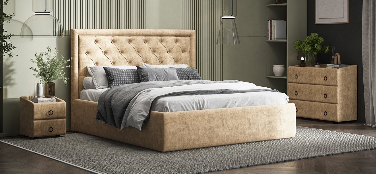 Кровать Босс Классик 180*200 Про велюр Royal шампань NEW