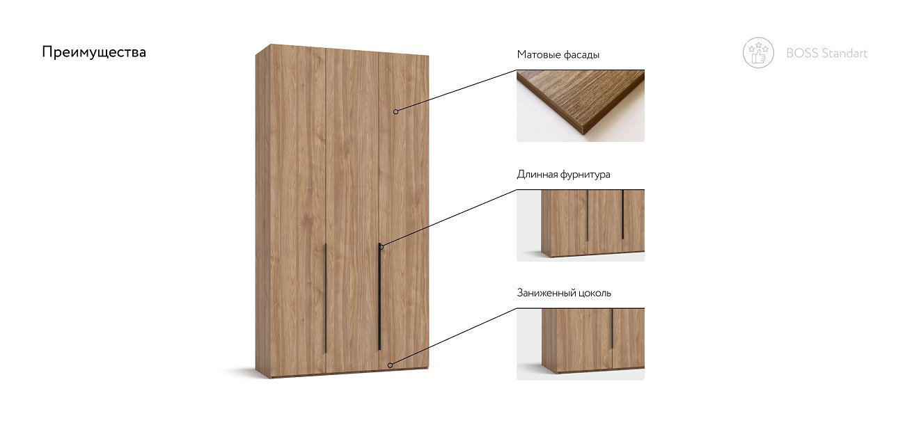 Шкаф BOSS STANDART 120 - 3Д Орех Селект