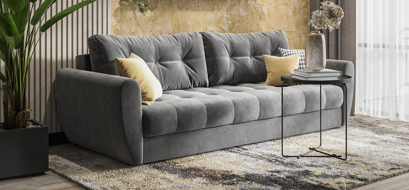 Диван Престон 2.0 велюр Monolit серый