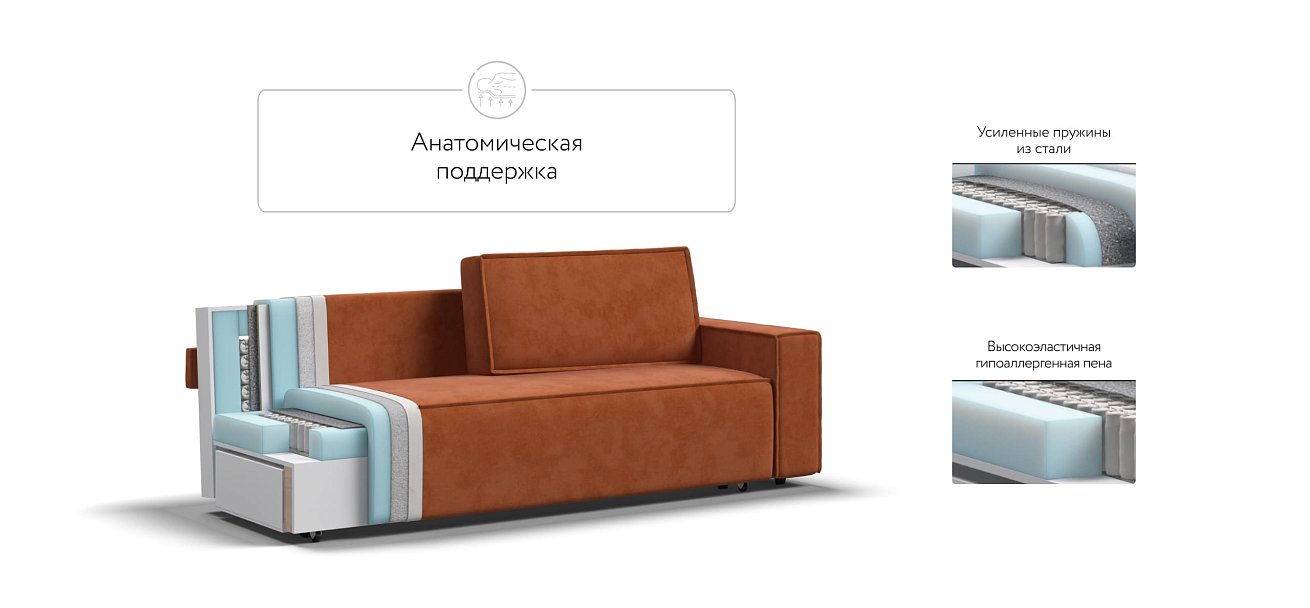 Диван NORD 2.0 Велюр Alkantara оранж