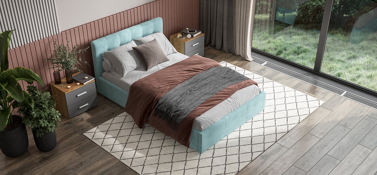 Кровать Белла 140*200 велюр Monolit аква