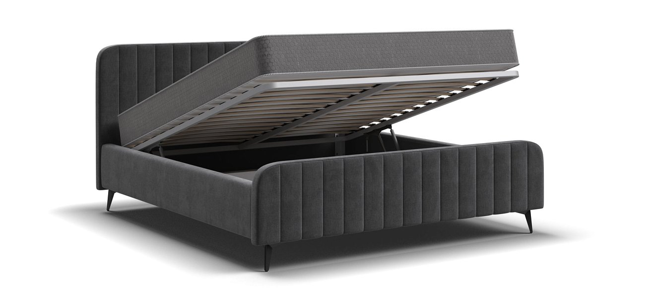 Кровать BOSS SKANDY new 160*200 велюр MONOLIT серая