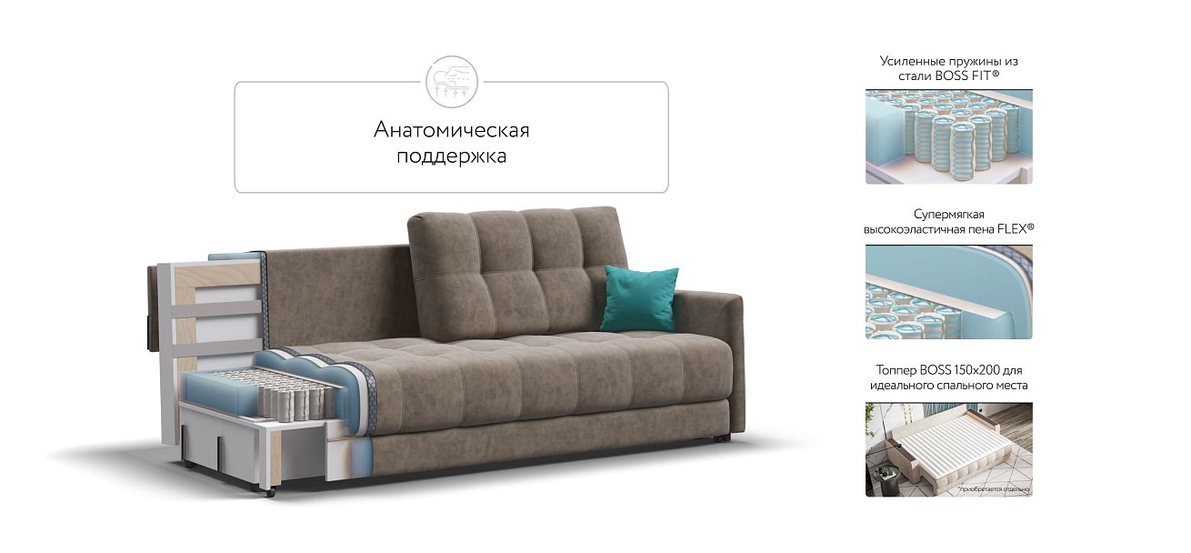 Диван BOSS 2.0 LOFT Велюр Royal тауп NEW