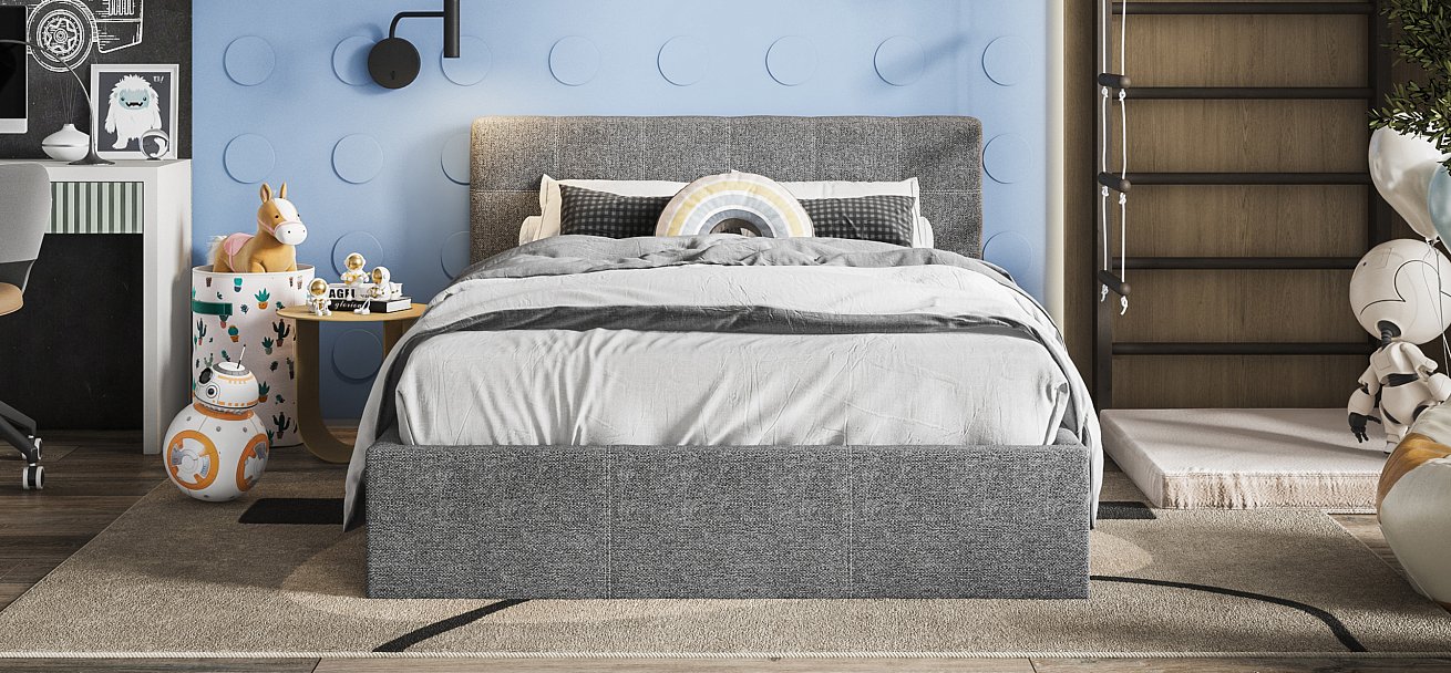 Кровать Белла 140*200 с ПМ рогожка Malmo серая