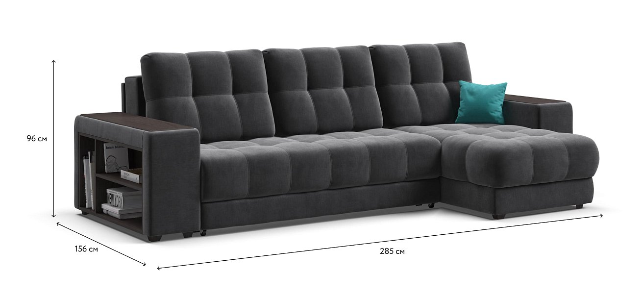 Угловой диван BOSS 3.0 XL велюр Monolit серый