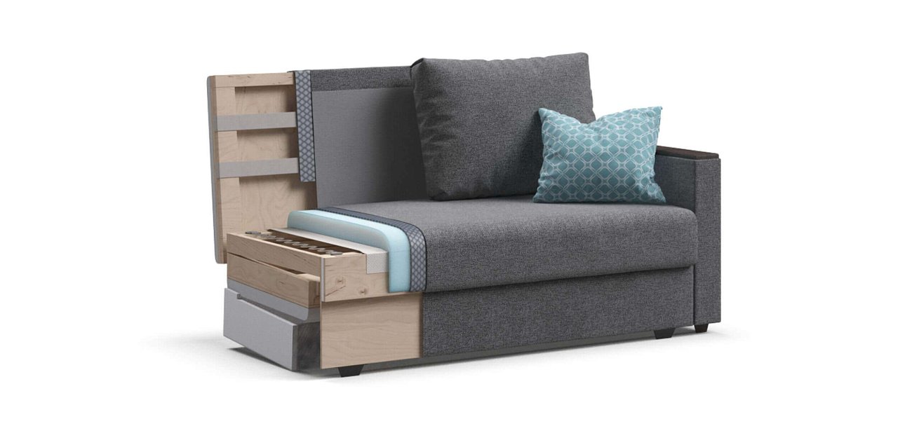 Диван Атланта-2 Лайт рогожка Malmo серый