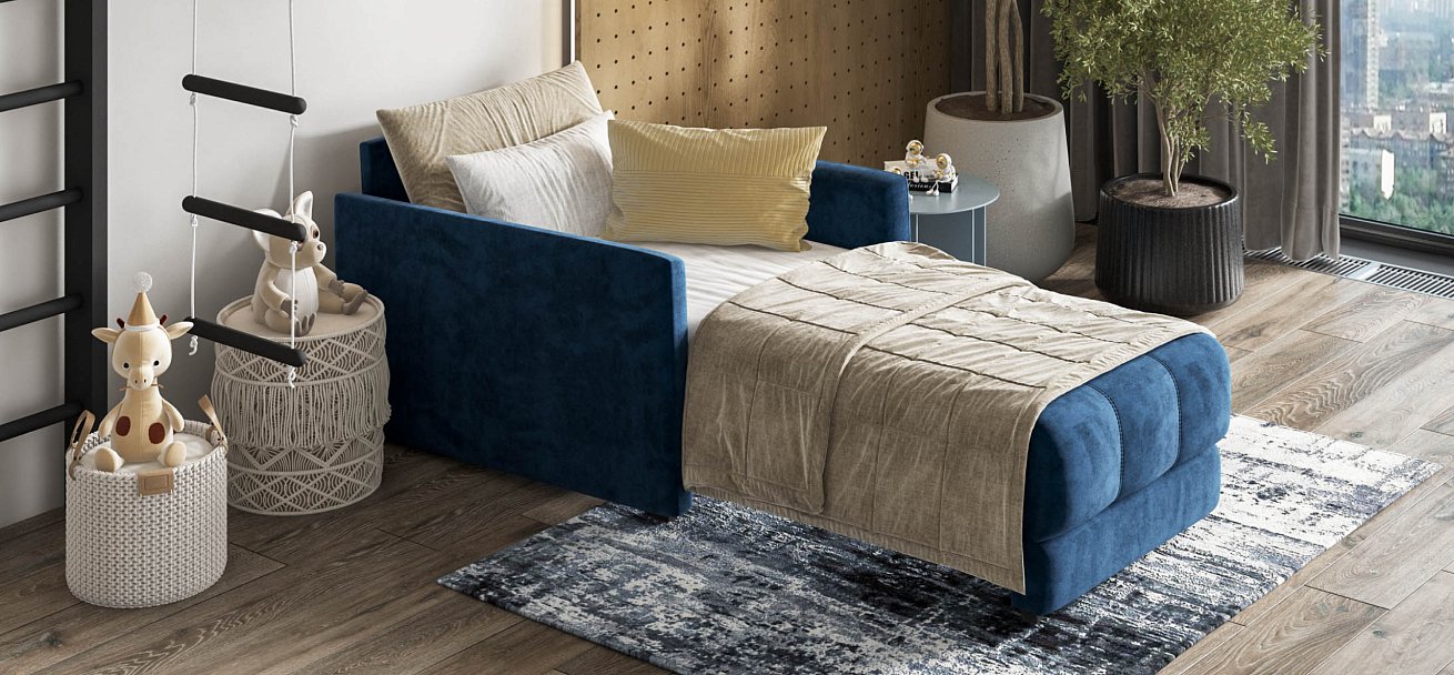 Кресло-кровать BOSS LOFT велюр Monolit синий