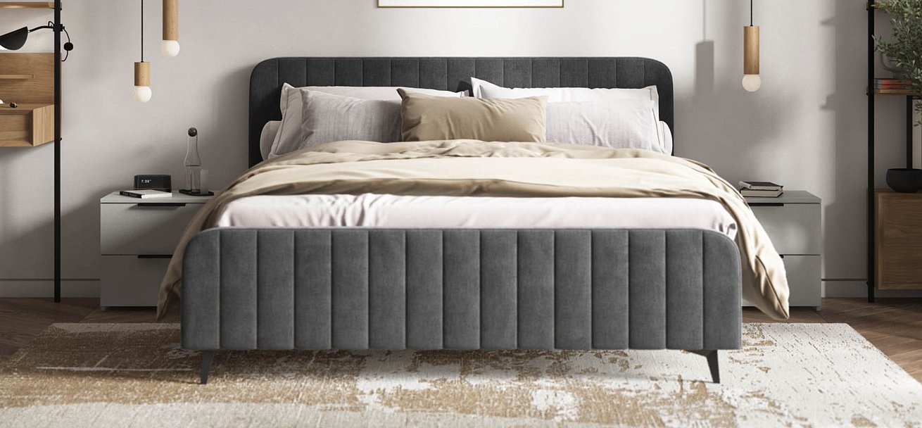 Кровать BOSS SKANDY new 160*200 велюр MONOLIT серая