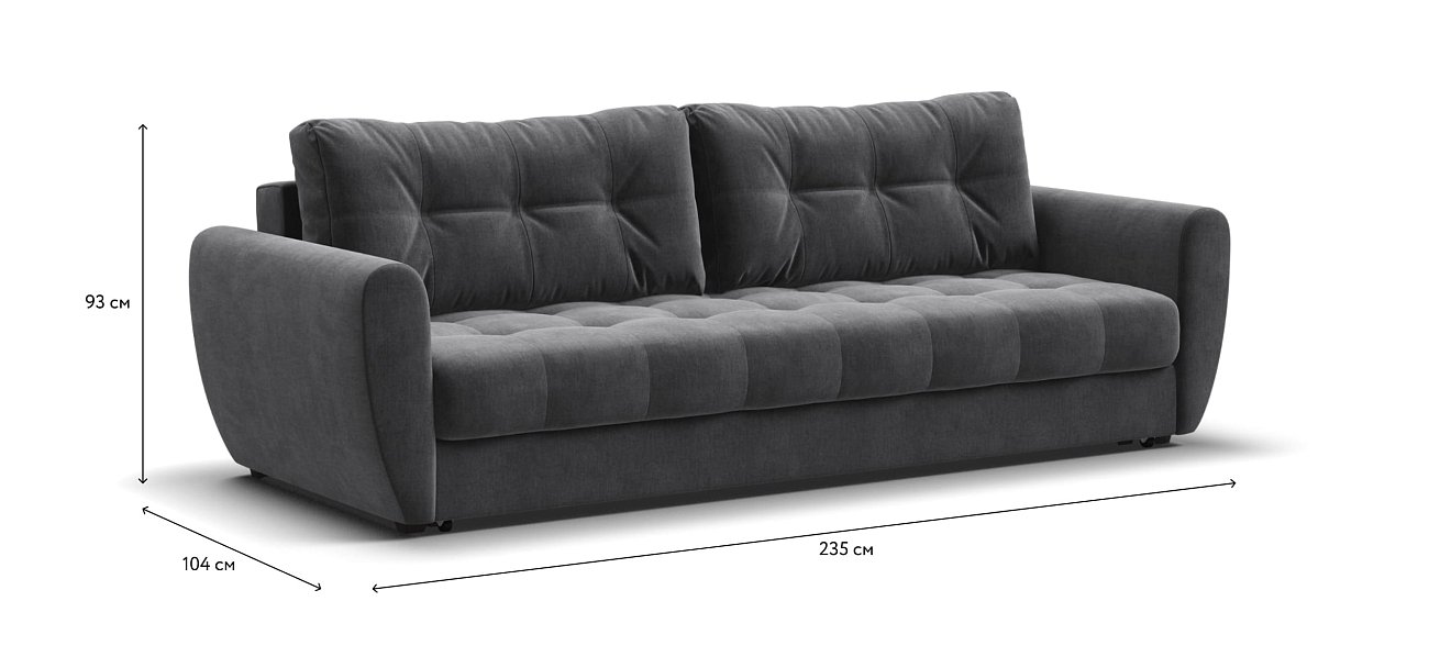 Диван Престон 2.0 велюр Monolit серый