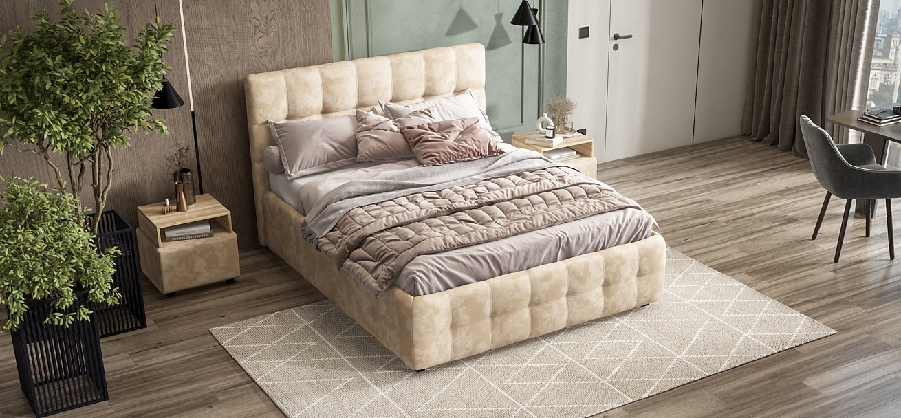 Кровать Босс 160*200 Про велюр Alkantara пепел