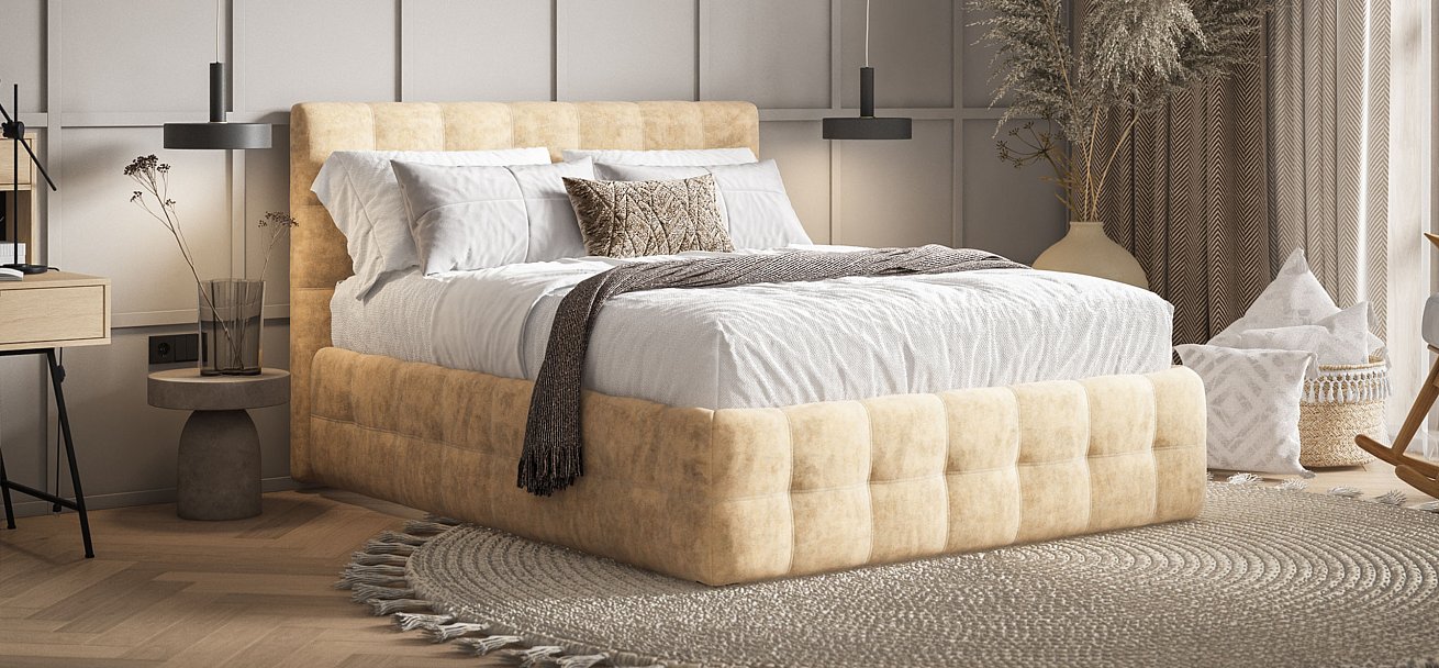 Кровать Босс 160*200 Про Велюр Royal шампань NEW