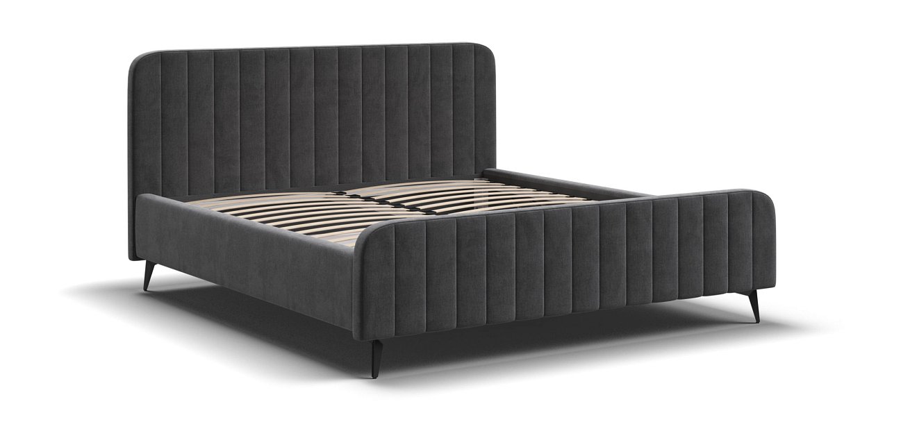 Кровать BOSS SKANDY new 160*200 велюр MONOLIT серая