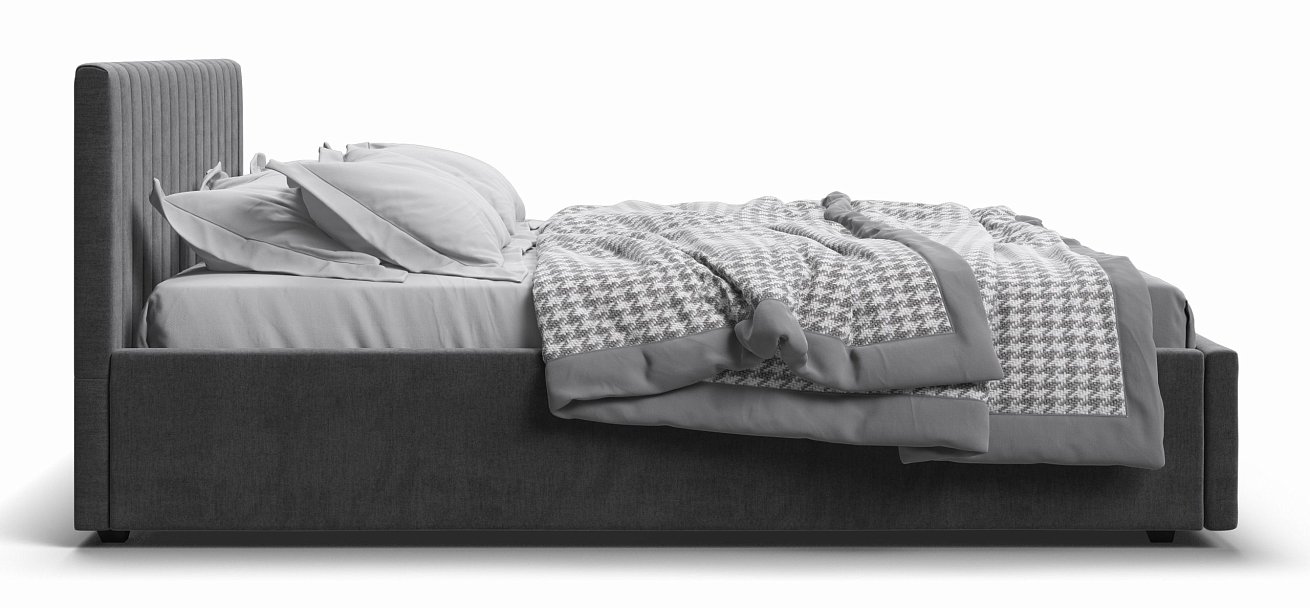 Кровать РОНДА 160*200 велюр MONOLIT серая