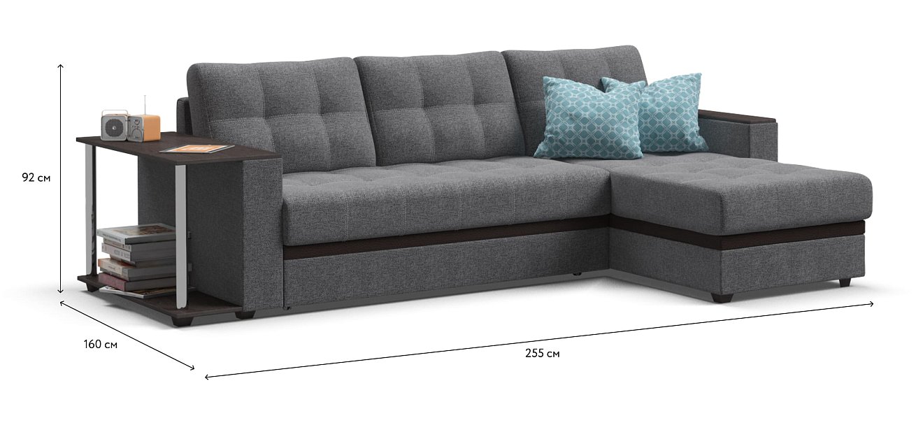 Угловой диван Атланта НПБ рогожка Malmo серый