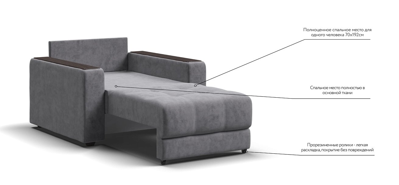 Кресло-кровать BOSS 2.0 Велюр Роял агат