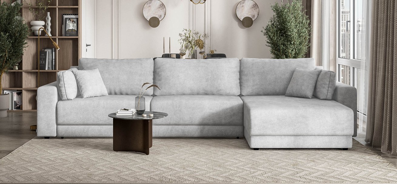 Угловой диван Босс Прайм Макс Шенилл CLOUD грей