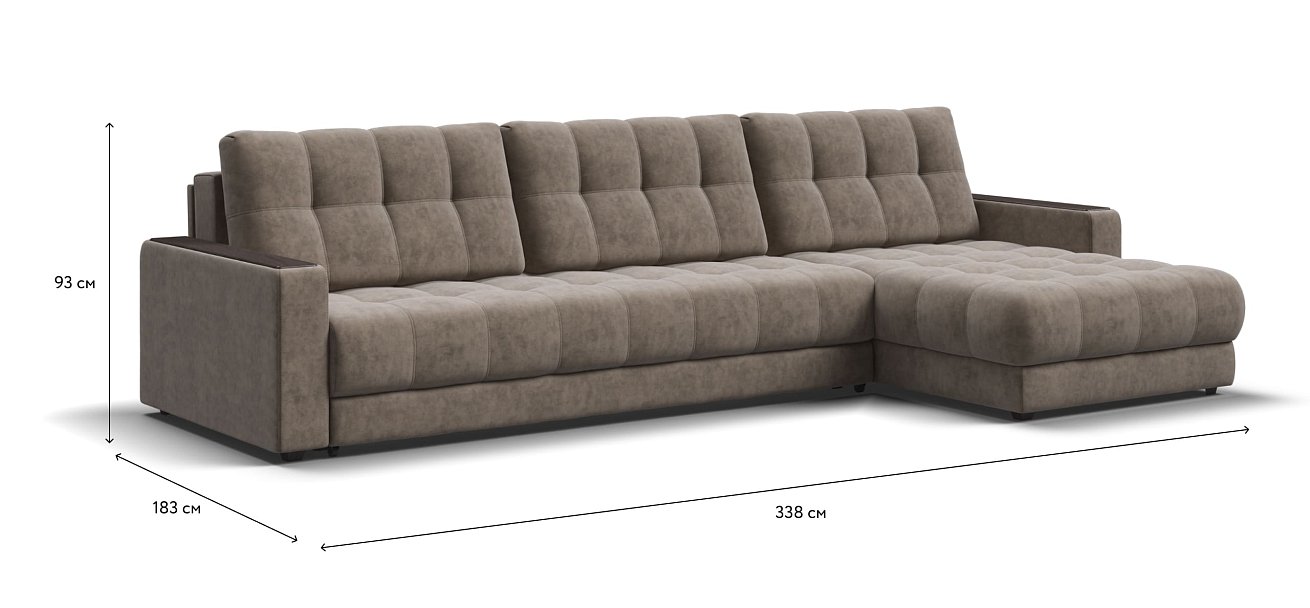 Угловой диван BOSS 3.0 MAX Велюр Роял тауп